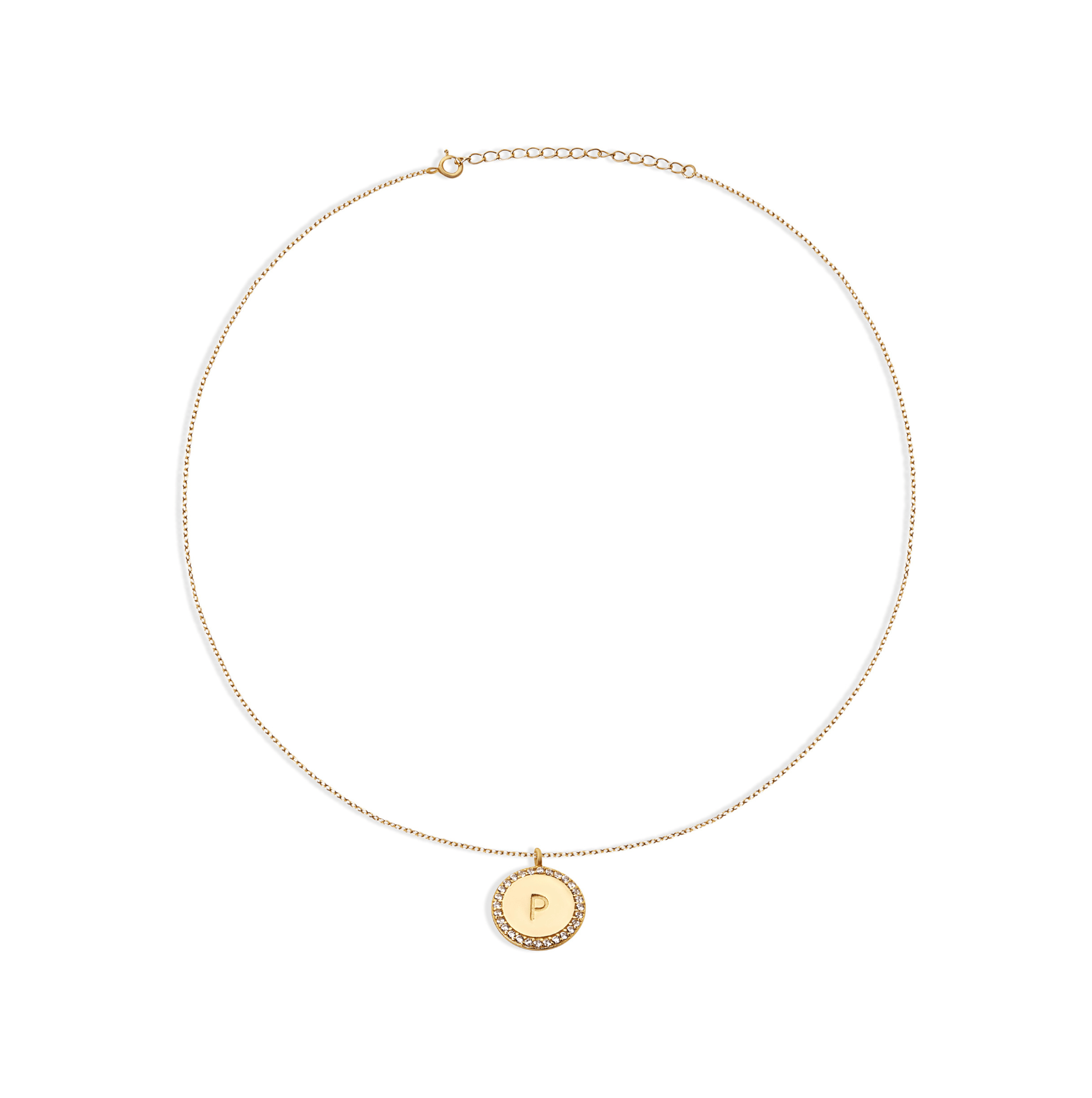 THE BLOCK PAVE' INITIAL DISC NECKLACE - The M Jewelers