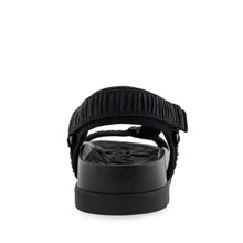 Latoya Sandal Footbed | Black Rouched Elastic Fabric