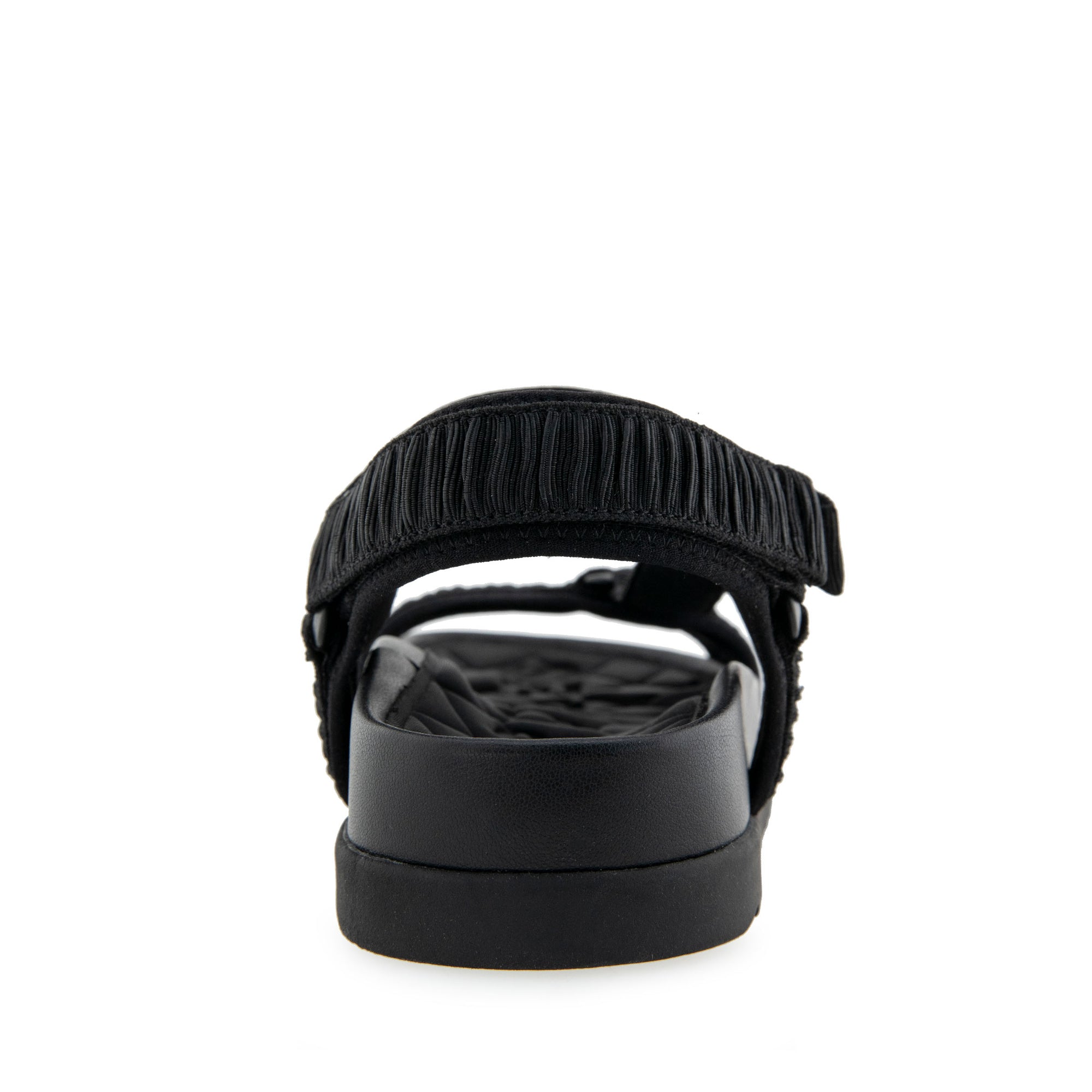 Latoya Sandal Footbed | Black Rouched Elastic Fabric