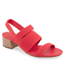 Chara Sandal Dress Block Heel | Coral Elastic Fabric