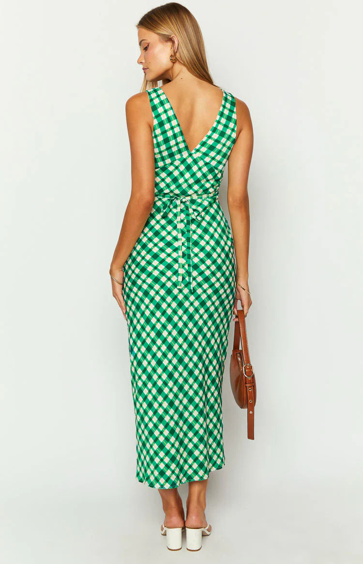 Verlaine Check Maxi Dress | Green