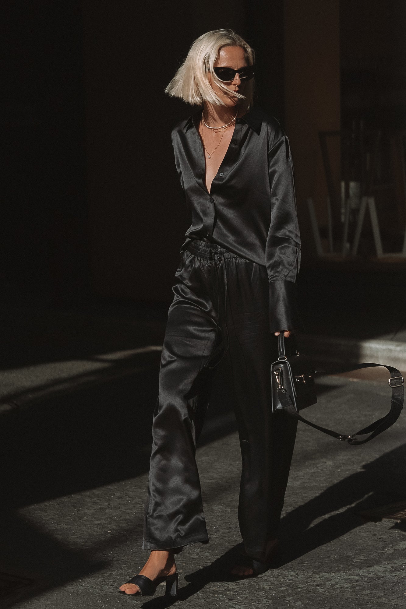 GINIA Isla Shirt in Black - 100% Silk