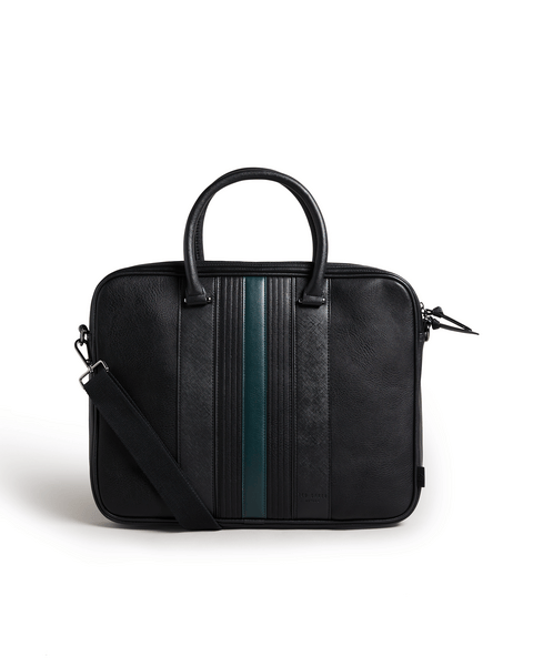 Men | Striped Pu Document Bag | Black
