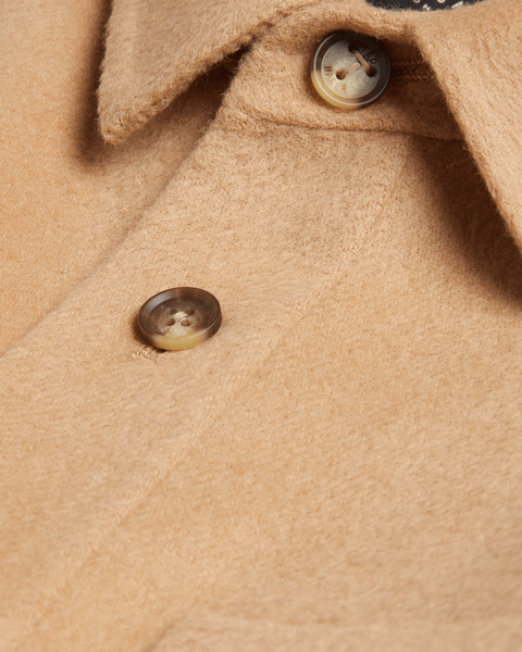 Men | Long Sleeve Splittable Wool Shirt | Pale Brown