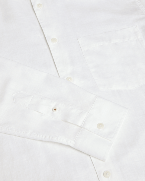 Men | Long Sleeve Linen Shirt | White Multi