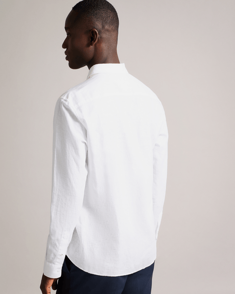 Men | Long Sleeve Linen Shirt | White Multi