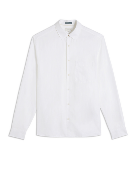 Men | Long Sleeve Linen Shirt | White Multi