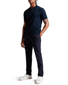 Men | Daldin Short Sleeve Rayon Zip Polo | Navy