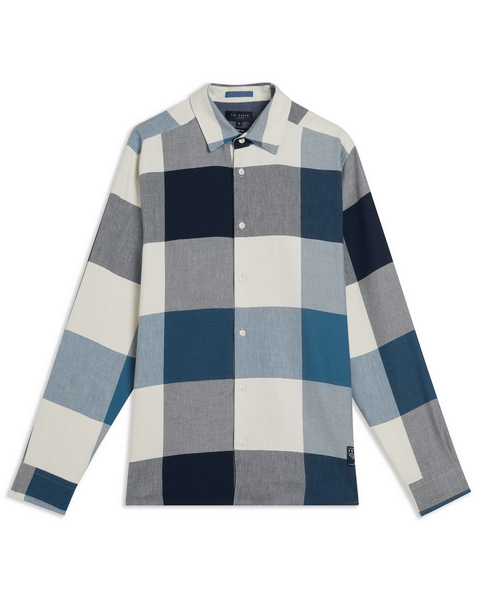 Men | Long Sleeve Large Scale Check Shir | Blue Red White