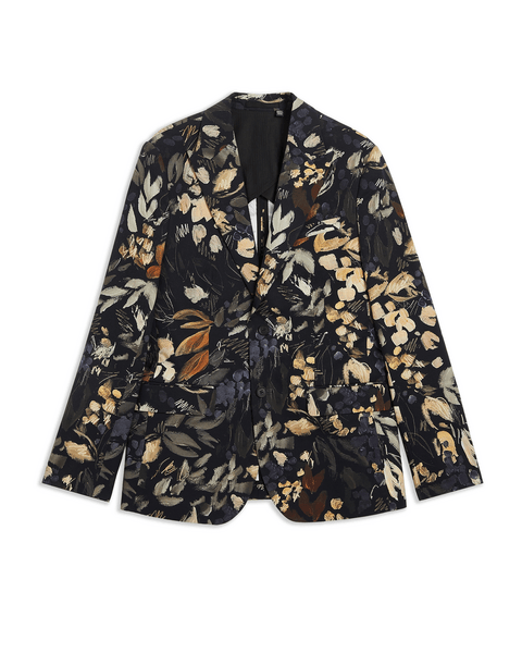 Men | Jersey Floral Suit Jacket | Black