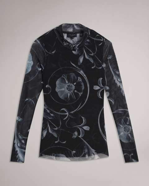 Women | High Neck Mesh Top | Black (V2)
