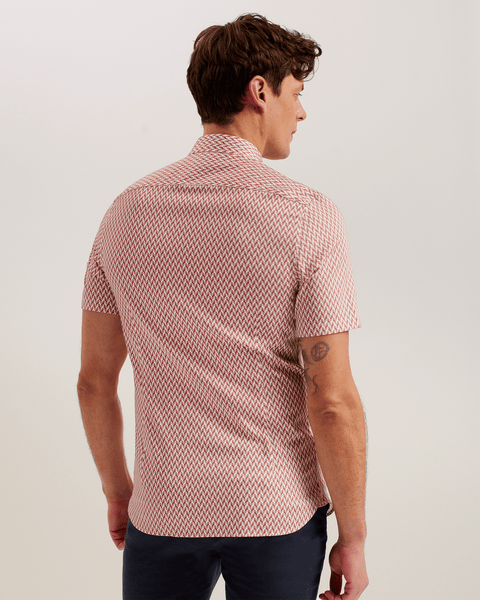 Men | Lacesho Short Sleeve Geo Printed Shirt | Mid Pink