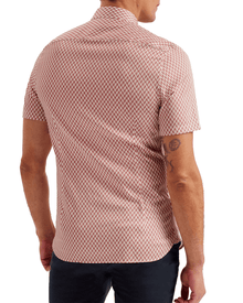 Men | Lacesho Short Sleeve Geo Printed Shirt | Mid Pink