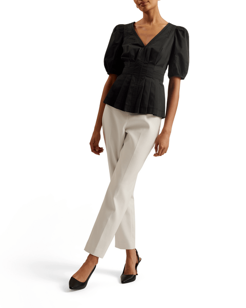 Women | Stitch Detail Puff Sleeve | Black