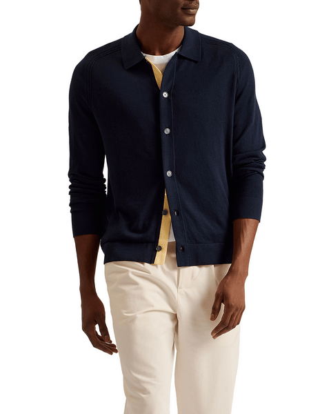 Men | Long Sleeve Regular Button Through | Navy
