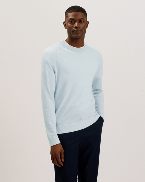 Men | Long Sleeve Regular Silk Blend Cre | Light Blue