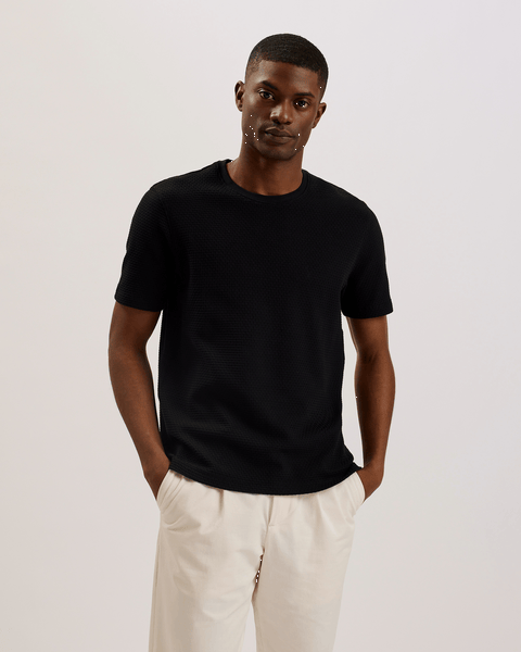 Men | Curlys Short Sleeve Reg Textured T Shirt | Black