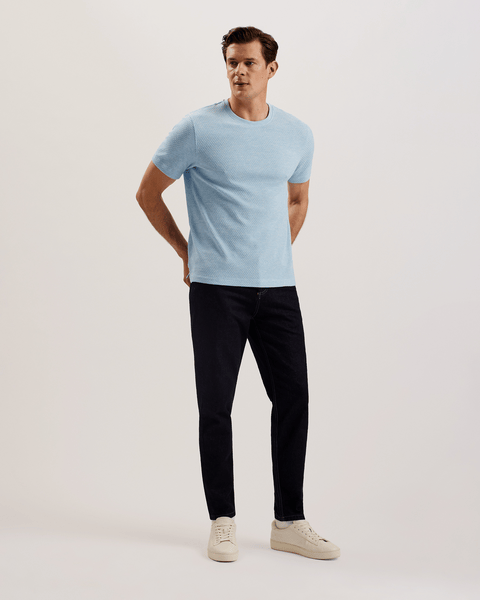 Men | Curlys Short Sleeve Reg Textured T Shirt | Light Blue