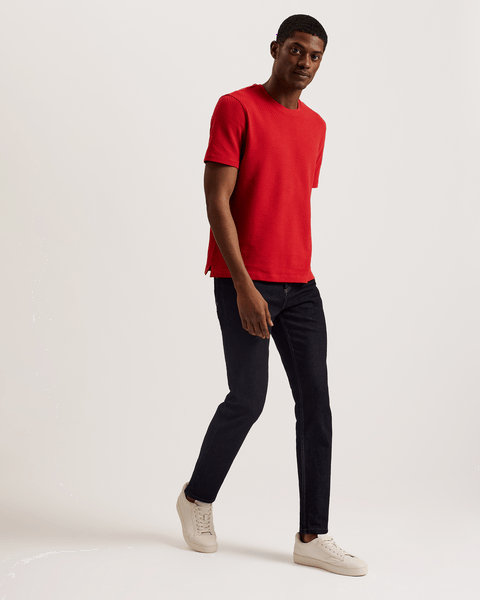Men | Curlys Short Sleeve Reg Textured T Shirt | Burgundy