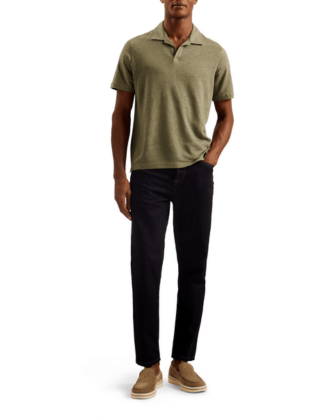 Men | Short Sleeve Regular Linen Polo | Green