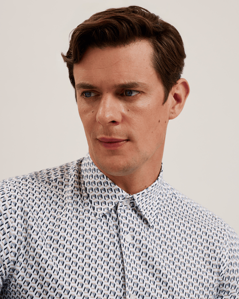 Men | Joshhy Long Sleeve Hex Geo Shirt | White Pastel