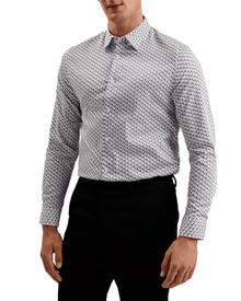 Men | Joshhy Long Sleeve Hex Geo Shirt | White Pastel