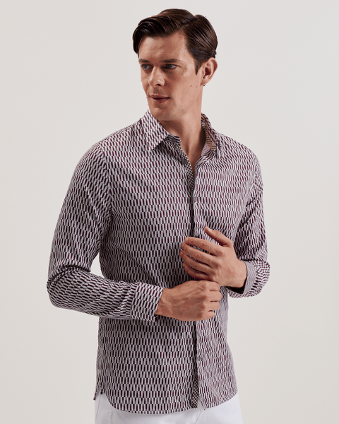Men | Frestin Long Sleeve Retro Stripe Geo Sh | Red