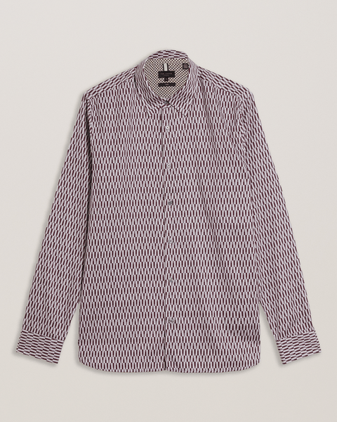 Men | Frestin Long Sleeve Retro Stripe Geo Sh | Red
