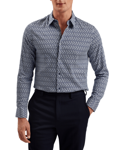 Men | Frestin Long Sleeve Retro Stripe Geo Sh | Navy