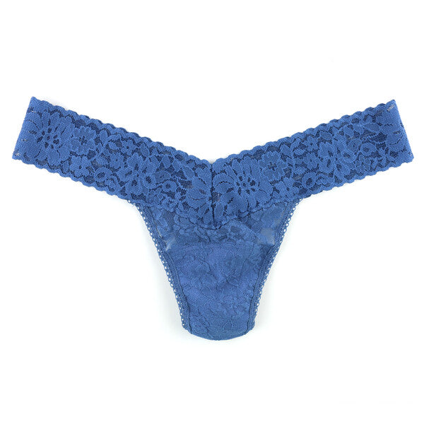 Petite Daily Lace Low Rise Thong | Storm Cloud Blue