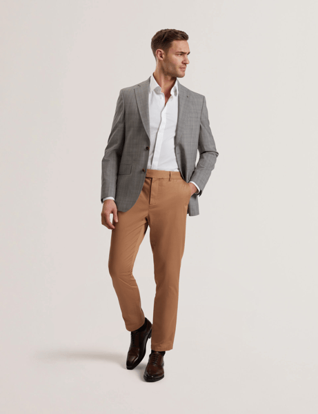 Men | Classic Wool Suit Jacket | Light Pastel Grey (V1)