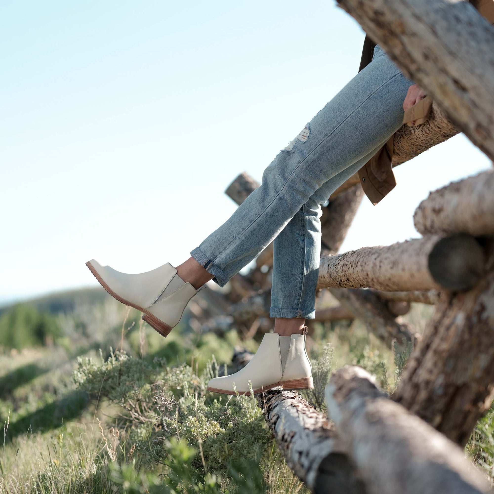 Image 1 of the Everyday Chelsea Boot Bone on model