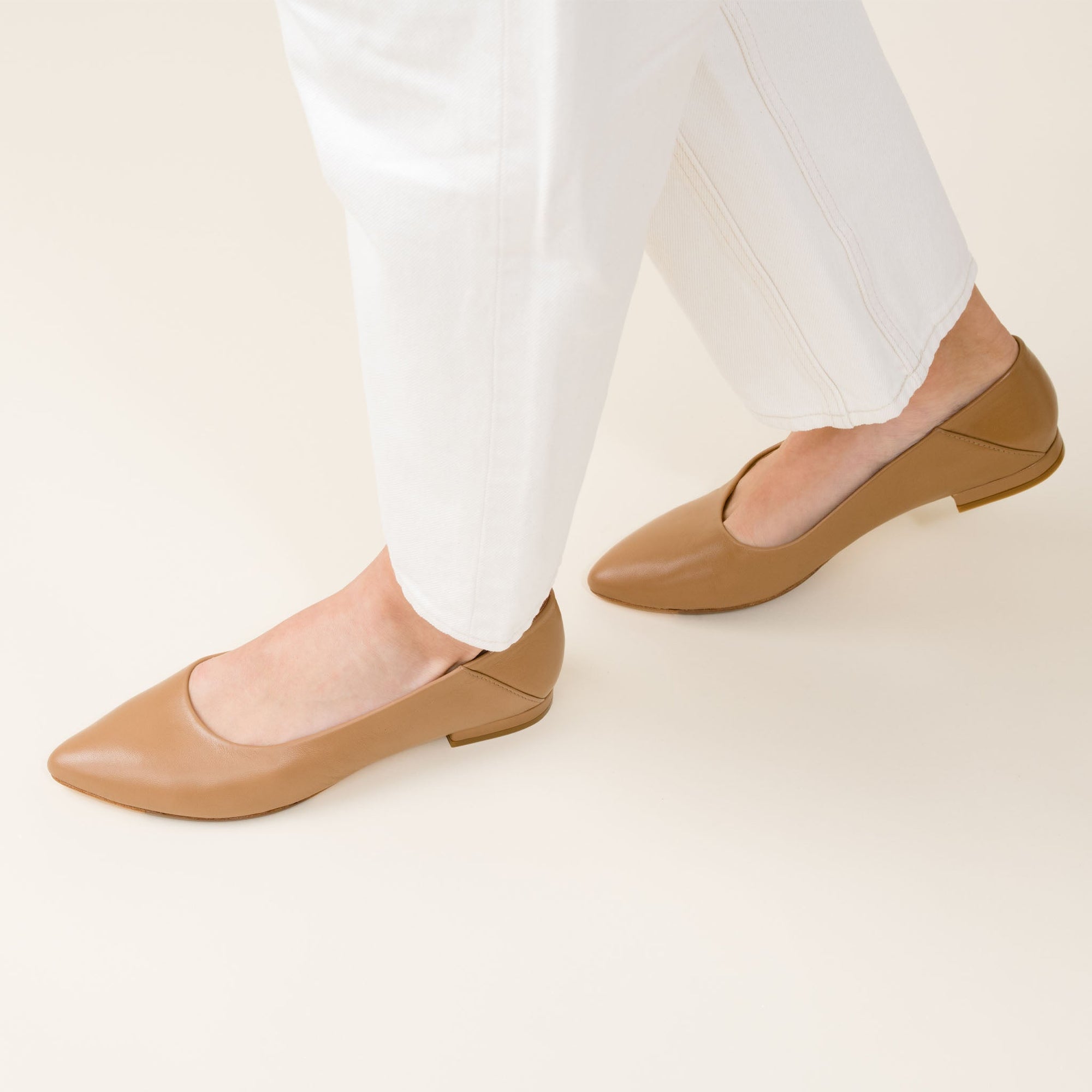 Womens | Fina Pointed Toe Flat | Almond