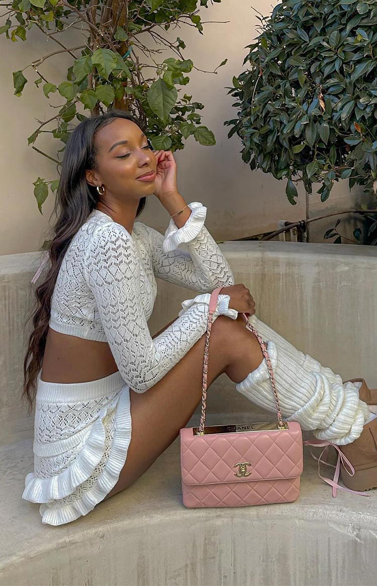 Lorri Knit Ruffle Top | White