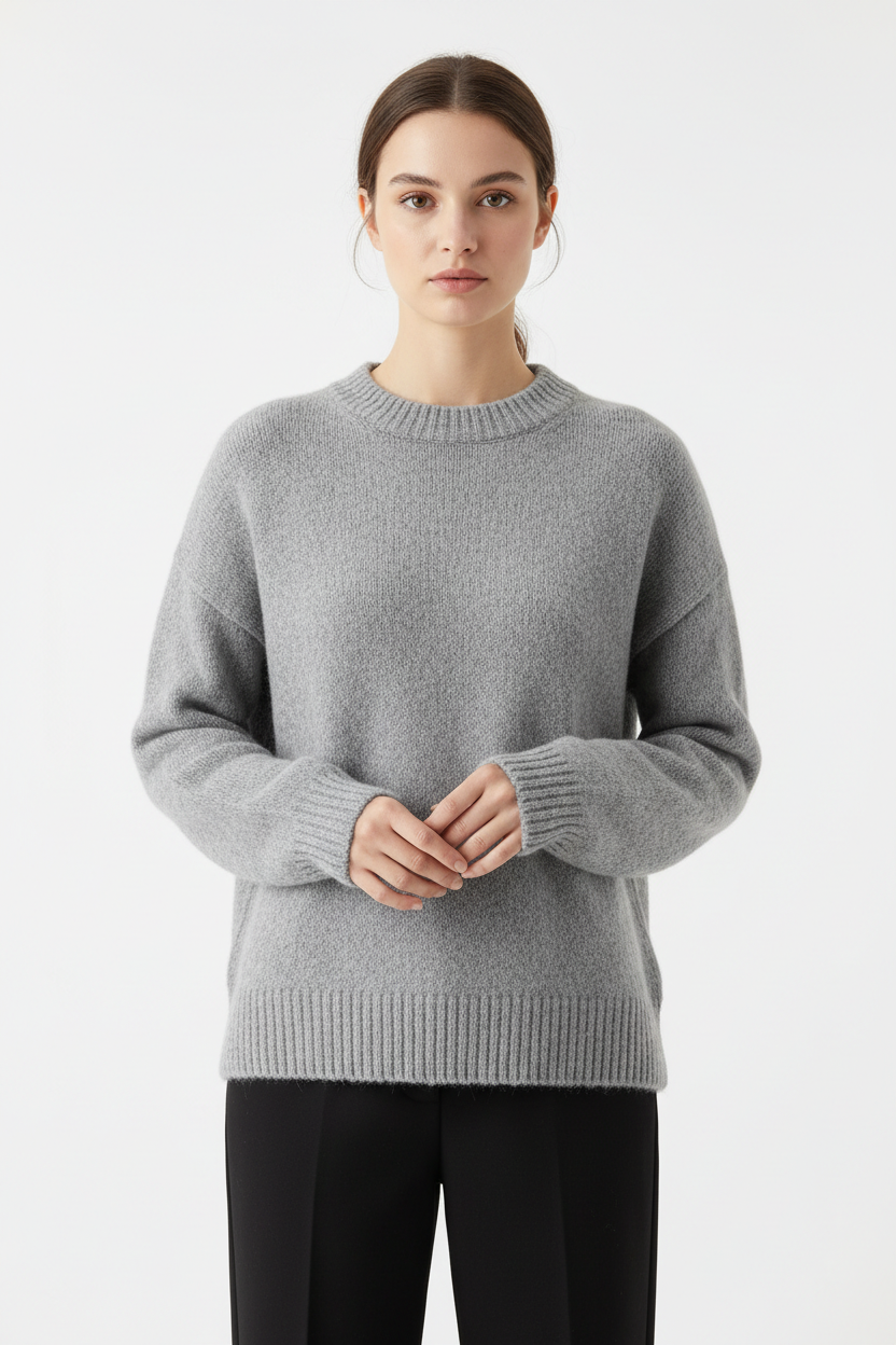 Womens | Frankie Cotton Oversized Crewneck Sweater | Grey