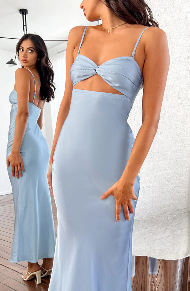 Xander Satin Maxi Dress | Blue