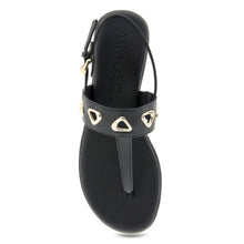 Iago Sandal Flat | Black Faux Leather